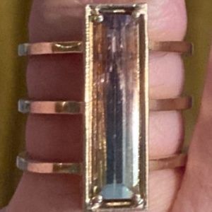 Solid 10 kt gold, Genuine Eath Mined Sunset tourmaline Triple girdle ring